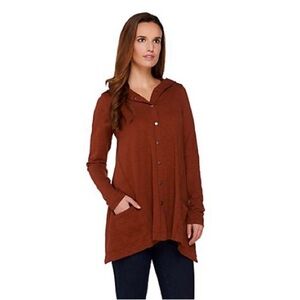 🧡🌼NWOT LOGO by Lori Goldstein Cotton Slub Snap Front Rust-Colored Jacket XXS🌼🧡